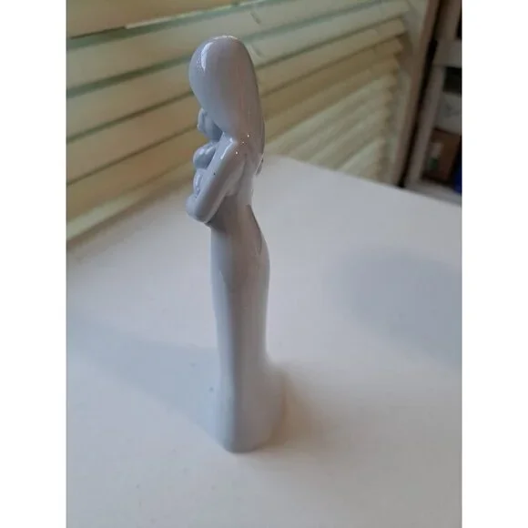 Mother Holding Baby Figurine 9” Blue Ceramic Unique Gift Shower Nursery Decor - Picture 3 of 7